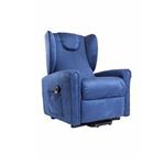POLTRONA RELAX BERGERE (Blu) CON 2 MOTORI - Schienale con grandi orecchie sui lati - Seduta morbida e accogliente - Gran foulard coordinato di serie per coprirla e proteggerne il rivestimento