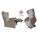 ROS - POLTRONA RELAX CLASSICA (Blu) - 2 MOTORI - SEDUTA MORBIDA - TESSUTO  COLORE 95 (BLU) SCHIENALE CON ORECCHIE - ROLLER SYSTEM - BRACCIOLI ESTRAIBILI